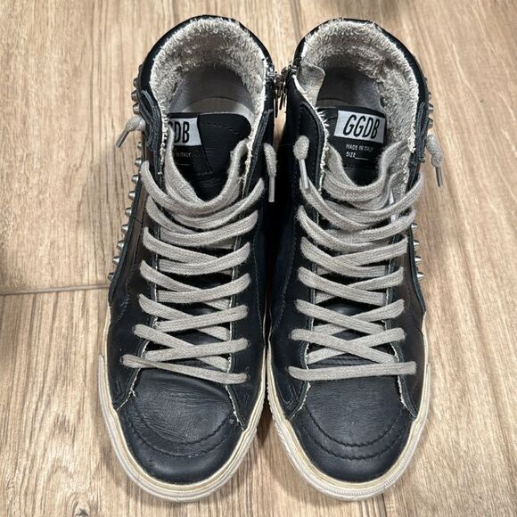 Golden Goose  Slide Sneaker in black leather studs size 37 - Picture 6 of 9